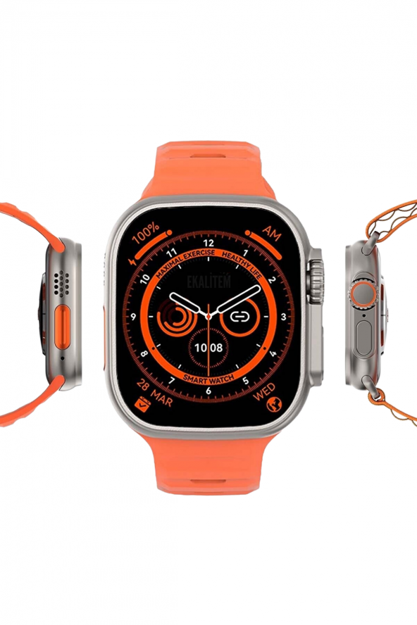 Apple iPhone 14 Plus 14 Pro Max Uyumlu Watch 8 49mm Büyük Ekranlı Akıllı Saat