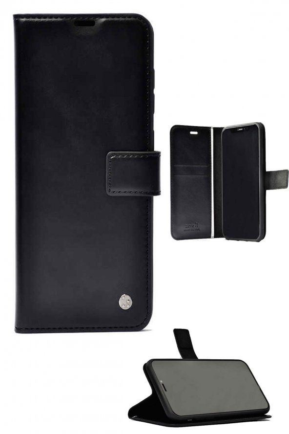 Samsung Galaxy A81/Note 10 Lite Mıknatıslı Kapaklı Cüzdanlı Siyah Deluxe Kılıf