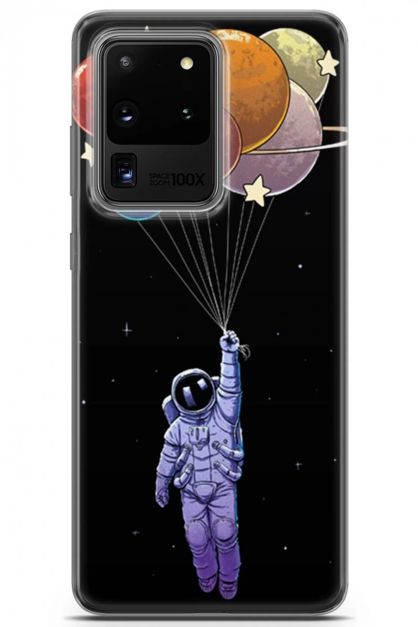 Samsung Galaxy S20 Ultra Uyumlu Kılıf Algorand 07 Silikon Uçan Balon Astronot