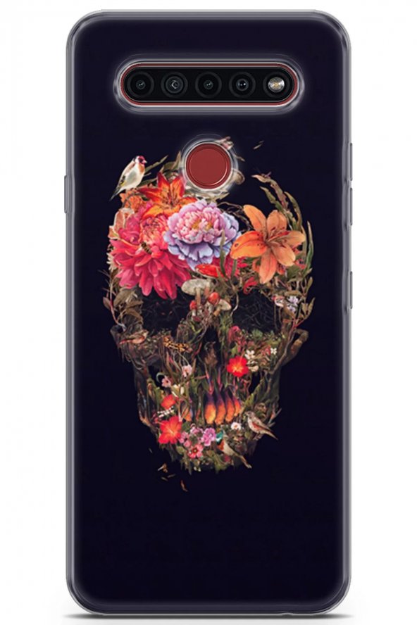 LG K51s Uyumlu Kılıf Tron 07 Silikon Çiçek Kurukafa