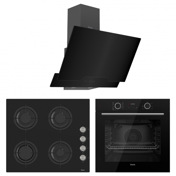 Ferre Frayart Smart Technology Serisi Xe63cs Fırın + Cs205 Ocak + D063 Davlumbaz Siyah Set