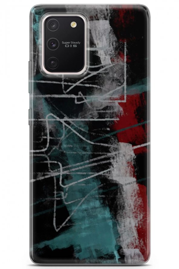 Samsung Galaxy A91 Uyumlu Kılıf Nature 07 Desenli Gri Çizgiler