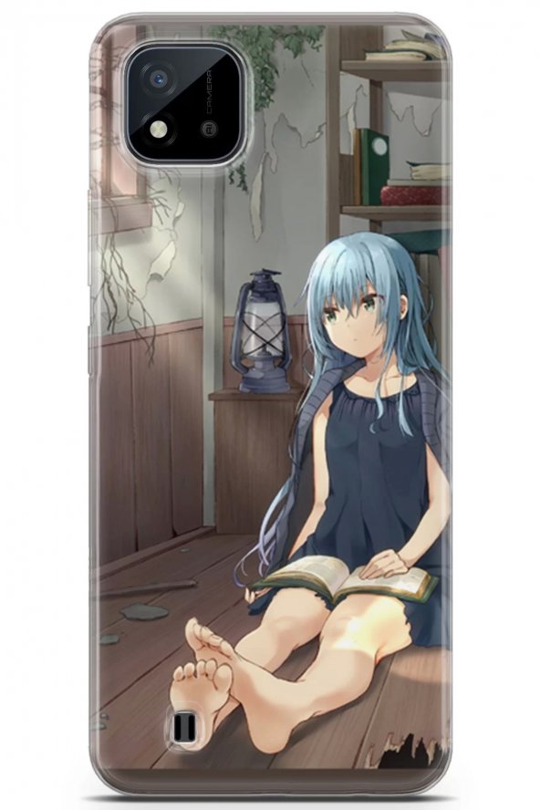 Realme C11 2021 Uyumlu Kılıf Anime 10 Kapak Mavi Saçlı