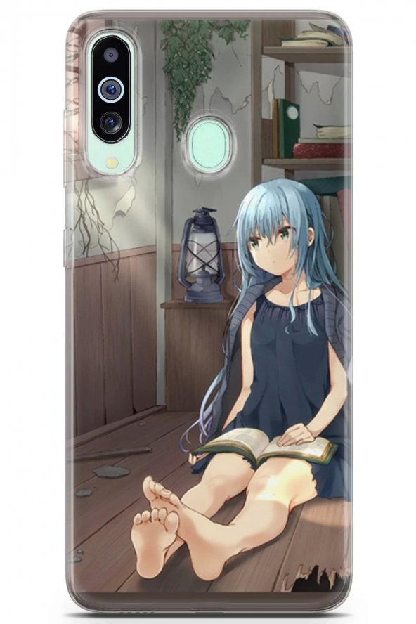 Samsung Galaxy A60 Uyumlu Kılıf Anime 10 Kapak Mavi Saçlı