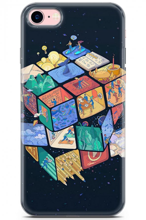 Apple iPhone 8 Uyumlu Kılıf Algorand 03 Telefon Kılıfı Rubik