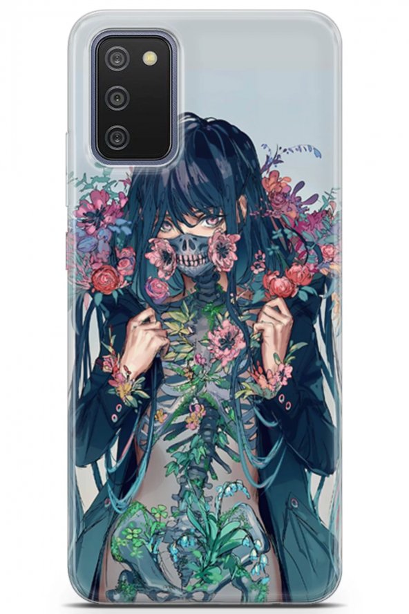 Samsung Galaxy M02s Uyumlu Kılıf Tron 06 Arka Kapak Çiçekli Kız