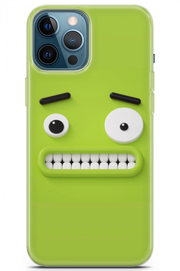 Apple iPhone 12 Pro Max Uyumlu Kılıf Smile 25 Yeşil Gözü Şişmiş Soyulmayan Kılıf Skin