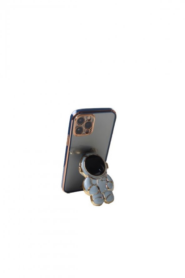 Apple iphone 12 Mini Uyumlu Kılıf Astronot Gizli Standlı Silikon Lazer Arkası şeffaf Tpu
