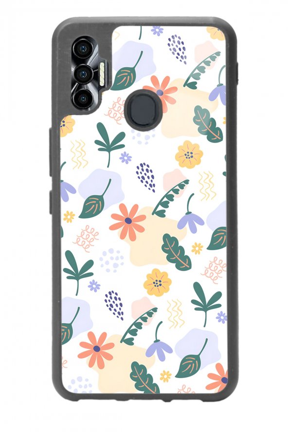 Tecno Spark 7 Pro Minik Çiçekler Tasarımlı Glossy Telefon Kılıfı