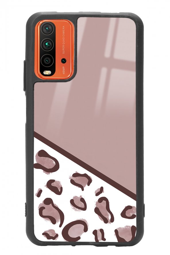 Xiaomi Redmi 9t Kahve Leopar Tasarımlı Glossy Telefon Kılıfı
