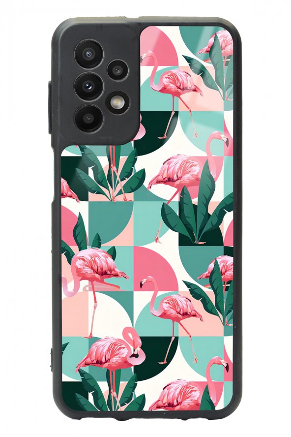 Samsung A23 Retro Flamingo Duvar Kağıdı Tasarımlı Glossy Telefon Kılıfı