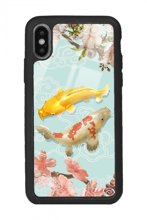 Iphone Xs Max Uyumlu Koi Balığı Tasarımlı Glossy Telefon Kılıfı