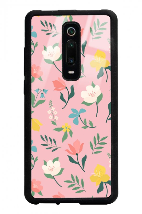Xiaomi Mi 9t Pinky Flowers Tasarımlı Glossy Telefon Kılıfı