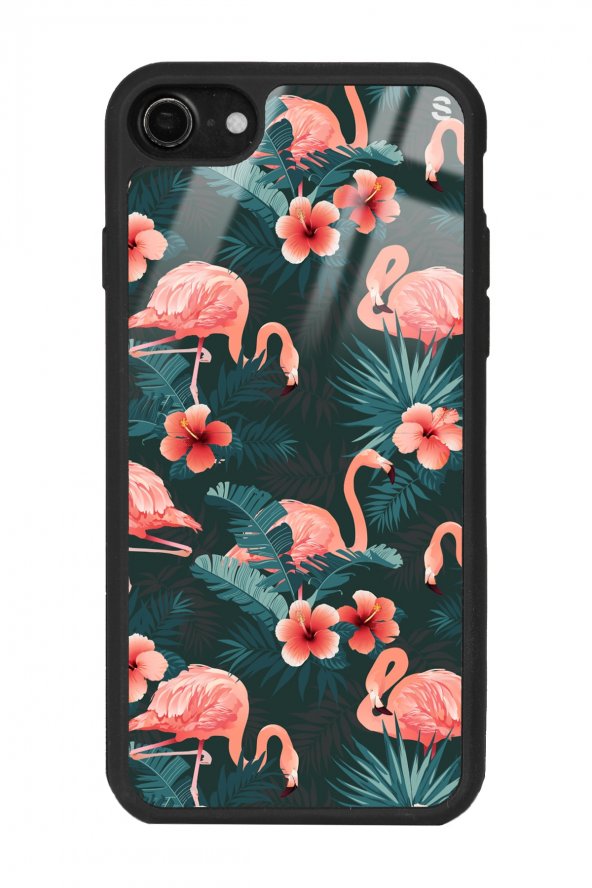 Iphone 7 - 8 Flamingo Leaf Tasarımlı Glossy Telefon Kılıfı