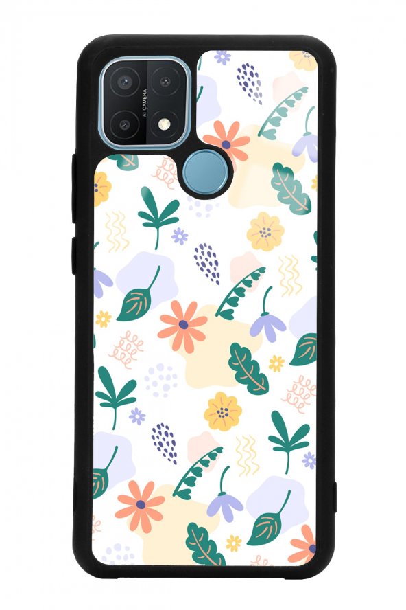 Oppo A15 - A15s Minik Çiçekler Tasarımlı Glossy Telefon Kılıfı