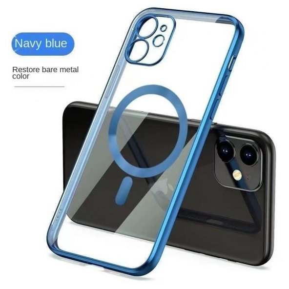 Apple iPhone 11 Pro Max Parlak Magsafe Lazer Cep Telefonu Kılıfı Açık Mavi