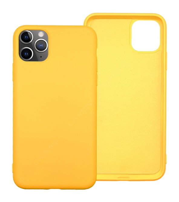 Apple İphone 11 Lansman Telefon Kılıfı Sarı Silikon Mikro Fiber İç Yüzey