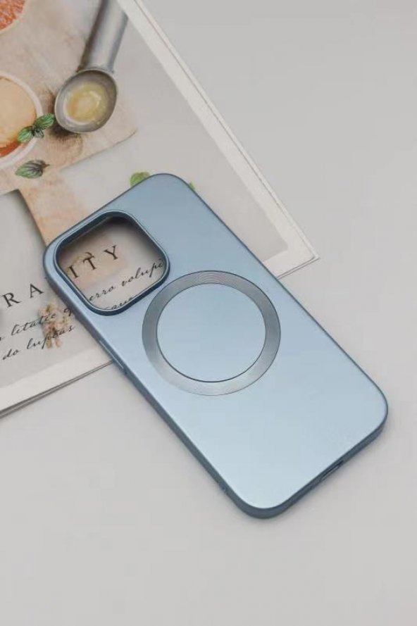 Iphone 14 Plus Ultra İnce Magsafe Thin Cep Telefonu Kılıfı Açık Mavi