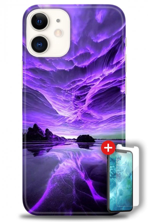iPhone 12 Kılıf HD Baskılı Kılıf - Manzara 3 + Temperli Cam