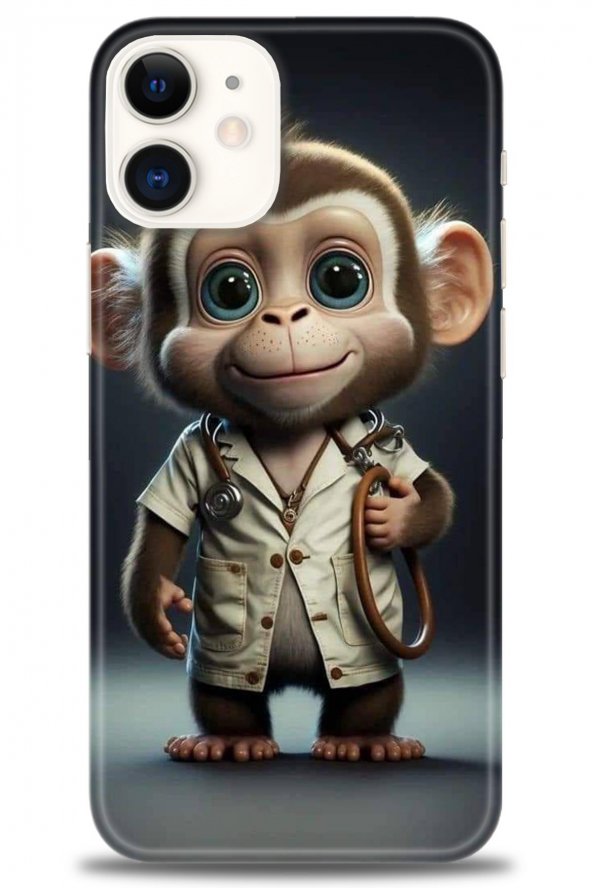 iPhone 12 Kılıf HD Baskılı Kılıf - Doktor Maymun