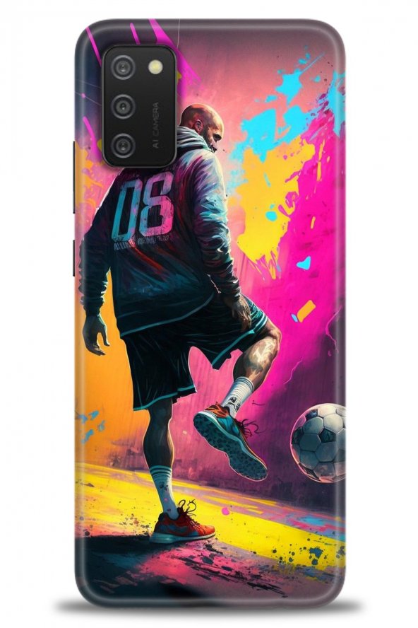 Samsung Galaxy A03S Kılıf HD Baskılı Kılıf - Futbol + Temperli Cam