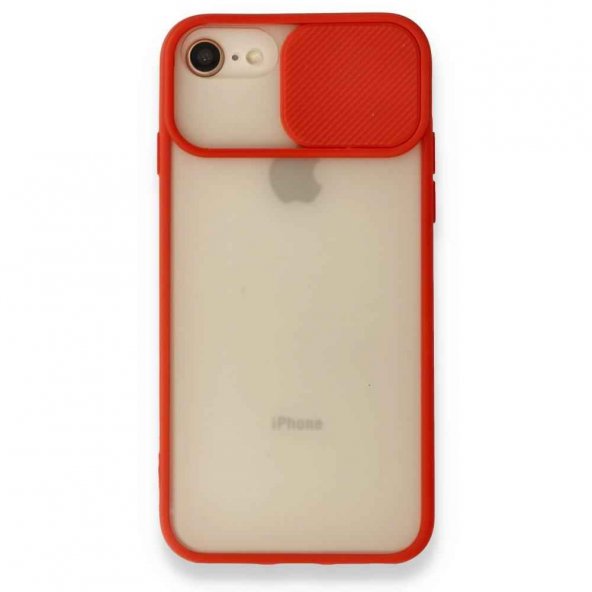 iPhone SE 2020 Kılıf Palm Buzlu Kamera Sürgülü Silikon - Kırmızı