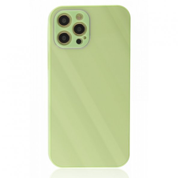 iPhone 12 Pro Kılıf Glass Kapak - Açık Yeşil