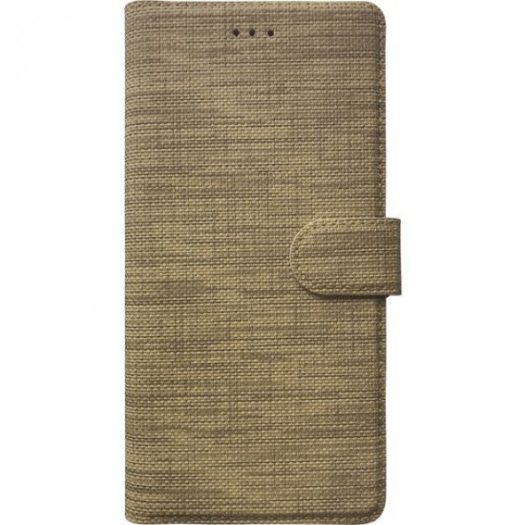 Samsung Galaxy Note 10 Lite Tam Korumalı Standlı Cüzdanlı Kapaklı Kumaş Kılıf -Gold