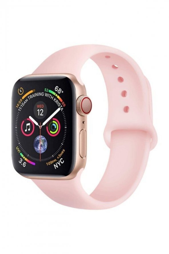 Apple Watch 38 - 40 Mm Spor Kordon Silikon Kayış Rose Gold