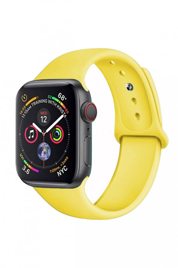 Apple Watch 42 44 Mm Silikon Kordon Sarı