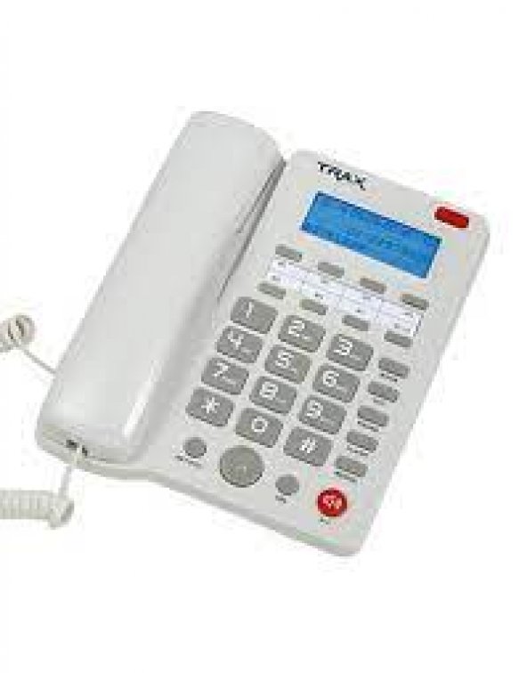 TRAX TC605 PB 16 Haneli LCD Ekran Handsfree Pilsiz Çalışma Beyaz Masa Üstü Telefon