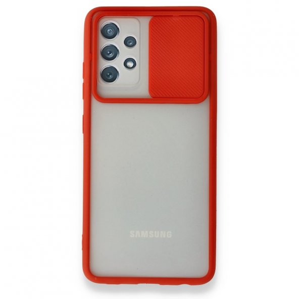 Samsung Galaxy A72 Kılıf Palm Buzlu Kamera Sürgülü Silikon - Kırmızı