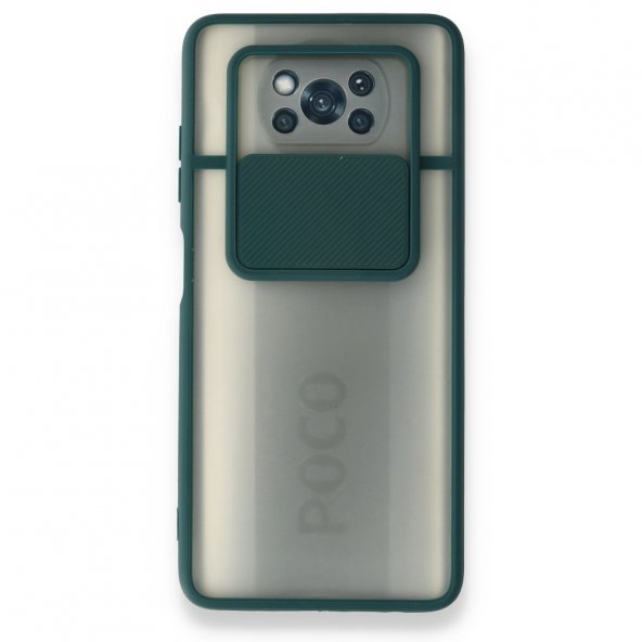 Xiaomi Pocophone X3 Kılıf Palm Buzlu Kamera Sürgülü Silikon - Yeşil