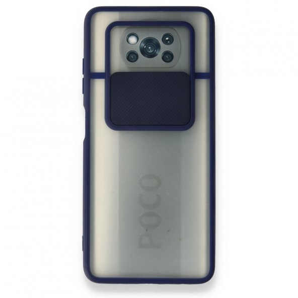 Xiaomi Pocophone X3 Pro Kılıf Palm Buzlu Kamera Sürgülü Silikon - Lacivert
