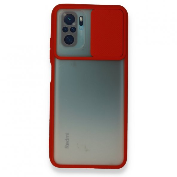 Xiaomi Redmi Note 10S Kılıf Palm Buzlu Kamera Sürgülü Silikon - Kırmızı