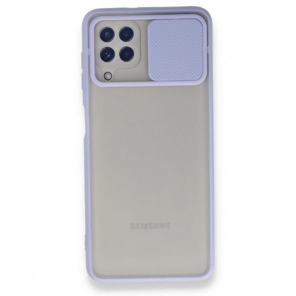 Samsung Galaxy M32 Kılıf Palm Buzlu Kamera Sürgülü Silikon - Lila