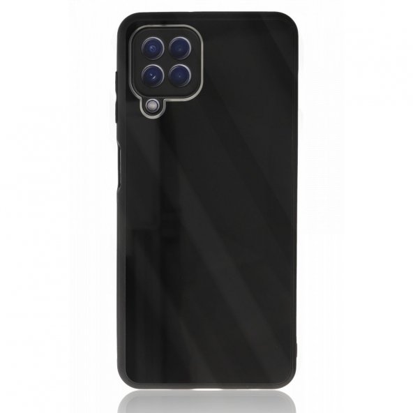Samsung Galaxy M22 Kılıf Glass Kapak - Siyah