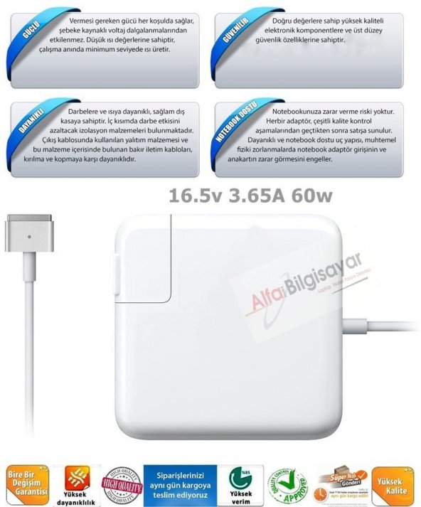 MacBook Pro A1398 60W ADAPTÖR ŞARJ CİHAZI MAGSAFE2 SIFIR ADAPTOR A++