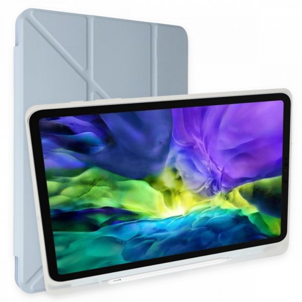iPad Pro 12.9 (2018) Kılıf Kalemlikli Mars Tablet Kılıfı - Mavi