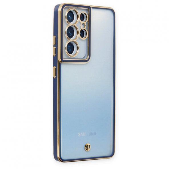 XD Samsung Galaxy S21 Ultra Kılıf Liva Lens Silikon - Mavi