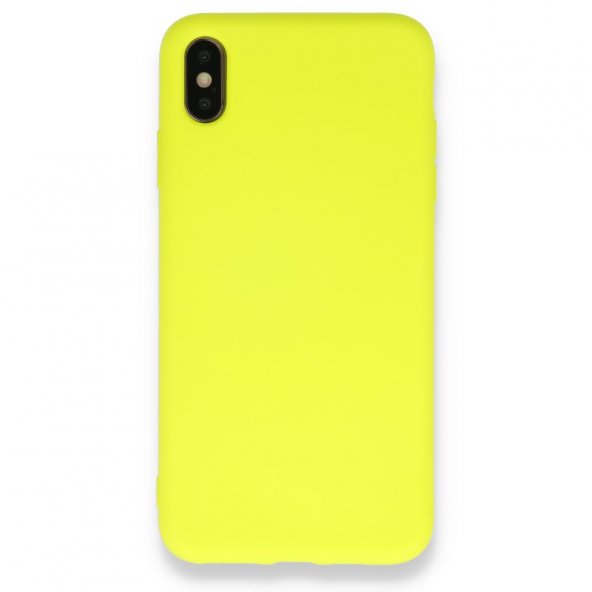 iPhone XS Kılıf Nano içi Kadife Silikon - Sarı
