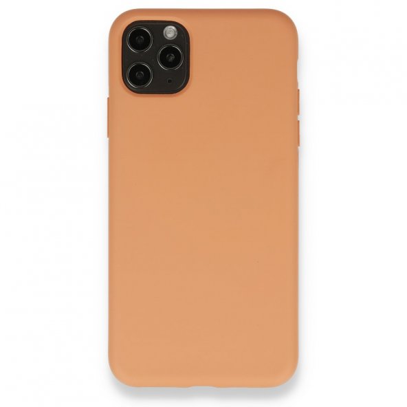iPhone 11 Pro Max Kılıf Nano içi Kadife Silikon - Mat Turuncu