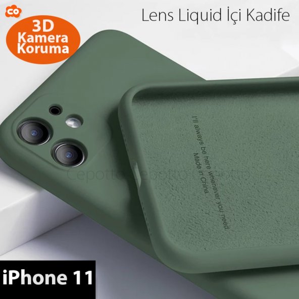 Iphone 11 (6.1) Kilif - Lens Liquid Içi Kadife 3D Kamera Koruma 386649704