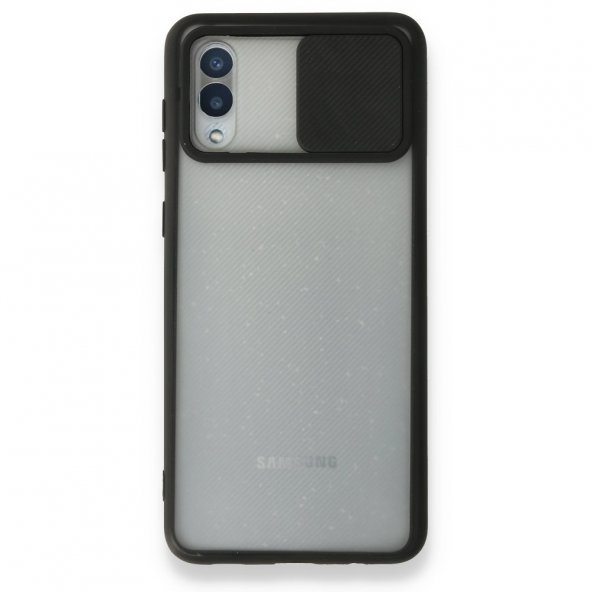 Samsung Galaxy A02 Kılıf Palm Buzlu Kamera Sürgülü Silikon - Siyah