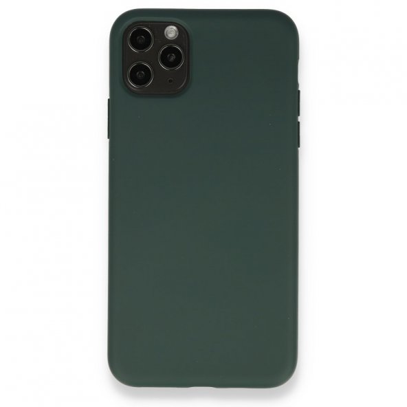 iPhone 11 Pro Max Kılıf Nano içi Kadife Silikon - Koyu Yeşil