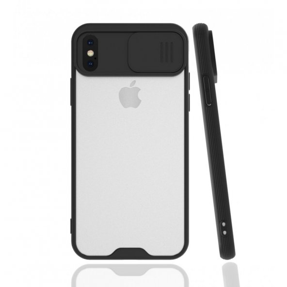 iPhone X Kılıf Platin Kamera Koruma Silikon - Siyah